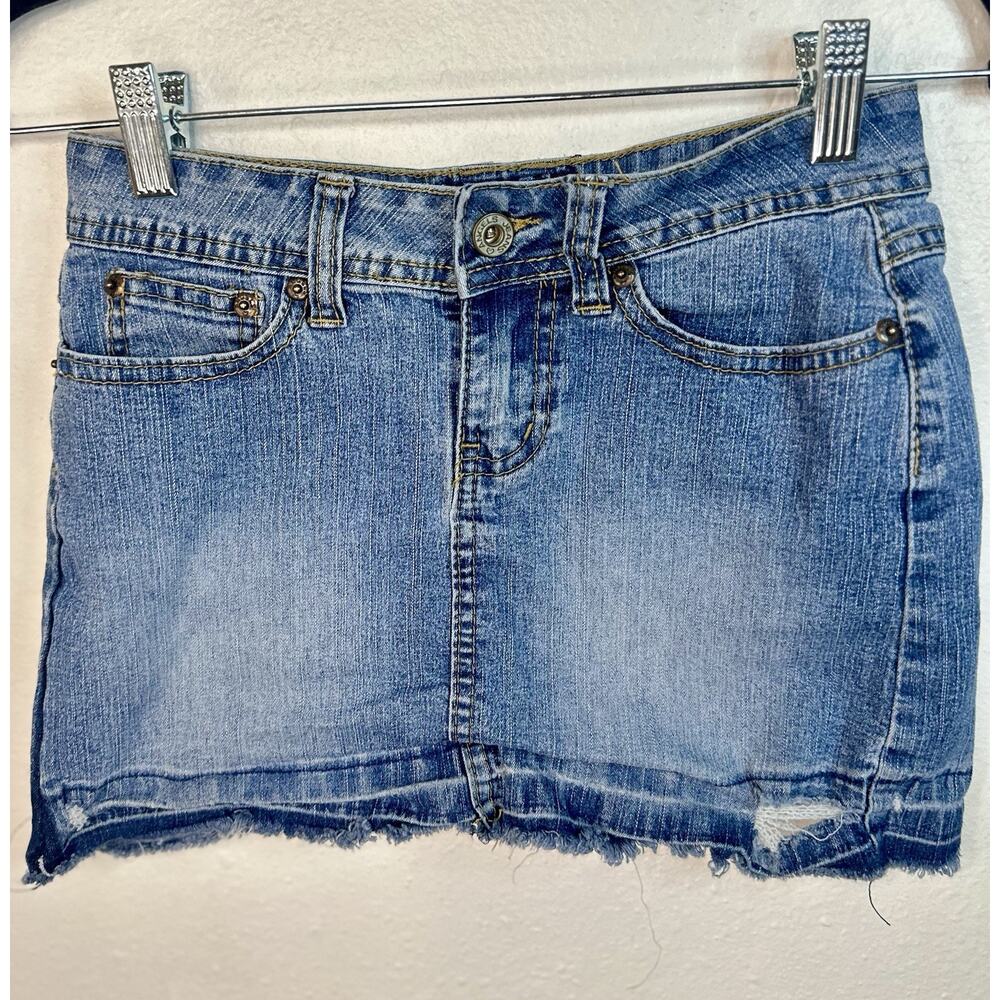 Angels Jeans Micro Mini Denim Y2K Mini Skirt Preppy Festival Size 0